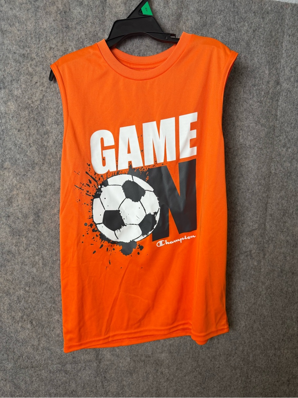 Champion Youth Medium Orange Soccer Graphic Sleeveless Performance Tank Nwt